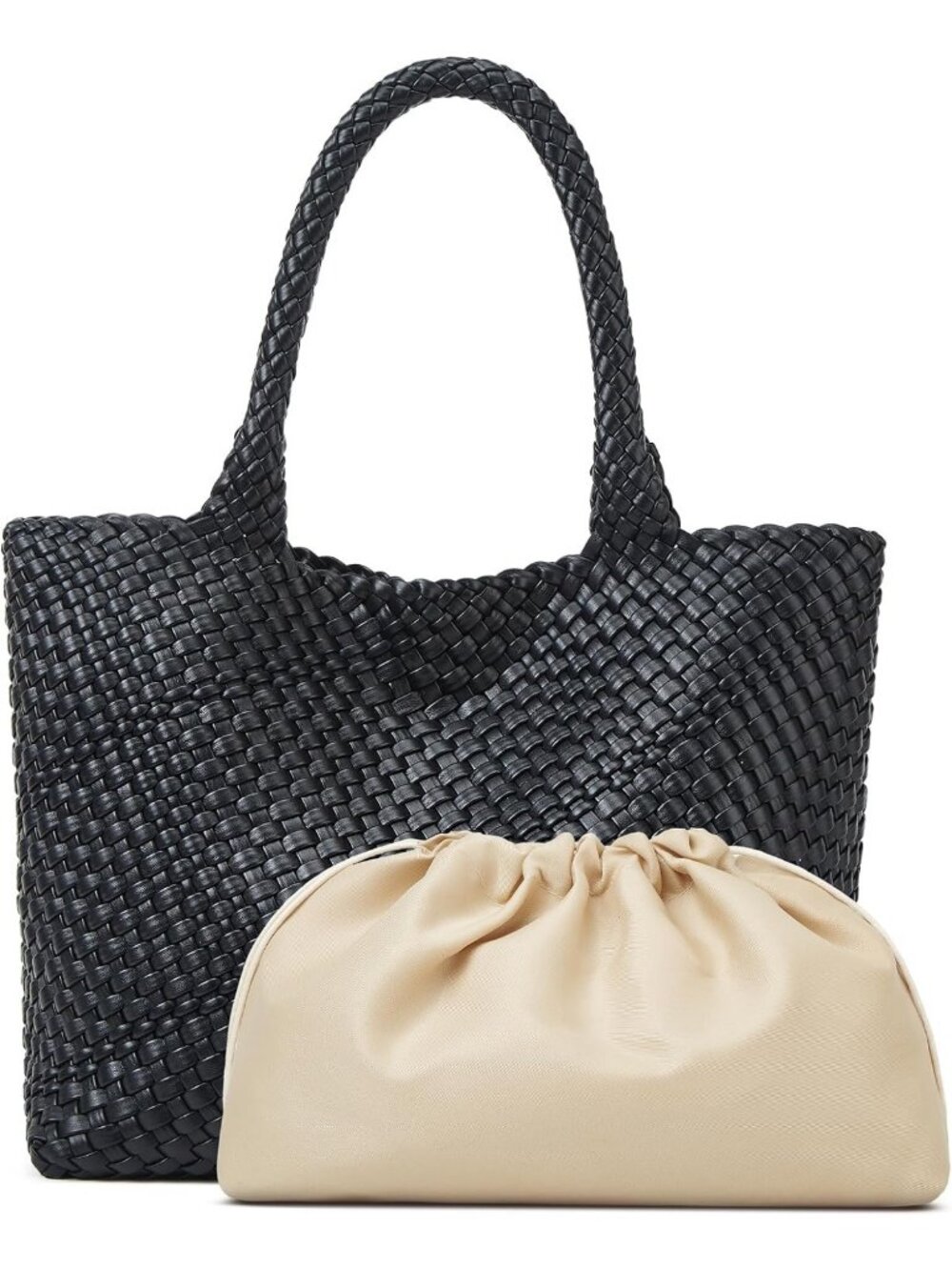 Stylish Large Woven Tote Bag for Women | Soft Vegan Leather Handbag, Chic Purse